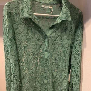 Kimchi Blue Long sleeve sheer button down shirt